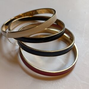 Monet Vintage Elegant Gold and Enamel Bangle Set In VGUC